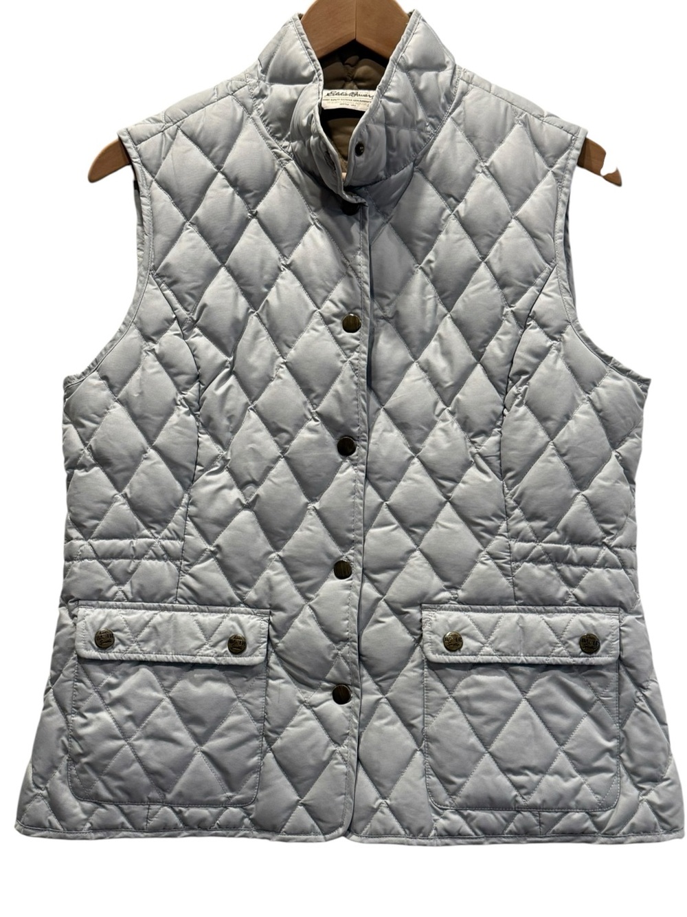 Vintage Eddie Bauer Goose Down Quilted Vest Light Gray Blue Women’s M
